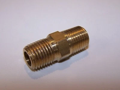 Parker Hex Nipple Fitting Brass 1/4" NPT - P/N 216P-4 - Image 1 of 2