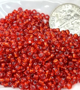 12/0 kleine Glasperlen, dunkelrot, mit Silberfutter, 10 Gramm, 354 - Bild 1 von 1