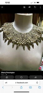 Girocollo/Collana Vintage con Perline Bavaglino Statement Top Arrotondato - Foto 1 di 1