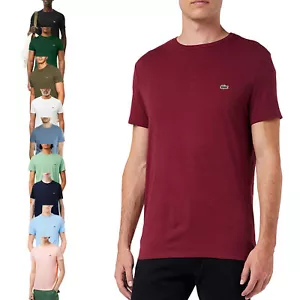 Lacoste TH6709 Mens T Shirts Short Sleeve Crew Neck Soft Pima Cotton Summer Tee - Picture 1 of 91
