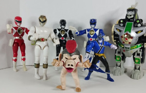 Bandai Mighty Morphin Power Rangers Lot Of 6 Figures + Dragonzord