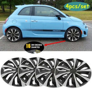 16" Set of 4 Wheel Covers Hub Caps fit R16 Tire & Steel Rim For Fiat 500 500C - Picture 1 of 14