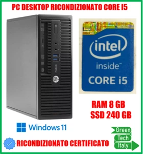 PC COMPUTER DESKTOP FISSO RICONDIZIONATO HP WINDOWS 11 CORE I5 8GB RAM 240GB SSD - Foto 1 di 10