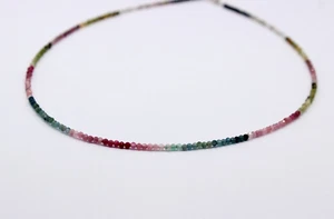 Wunderschöne Turmalin Kette Edelsteinkette facettiert Kugel Bunt Collier 45 cm - Picture 1 of 4