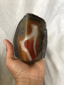Authentic Geode Rock Polished Agate Quartz 4.25 x 2.34 x 2.5" Reiki Meditation - Picture 1 of 10