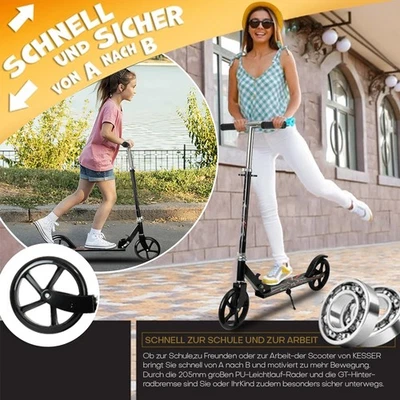 Roller Roller Erwachsene Kinderroller Cityroller Tretroller Kickrolle Klappbar - Bild 1 von 4