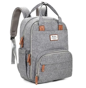 RUVALINO Large Diaper Bag Backpack Multifunction Travel Cute Trendy Fun Grey - Picture 1 of 17