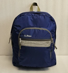 Vtg 90s Retro LL Bean Adult Backpack Reflective Nylon Royal Blue Daypack Hiking - Picture 1 of 20