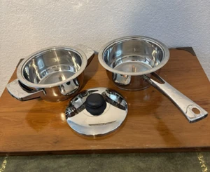 Berghoff Pentole Acciaio Inox 18/10 Stainless Steel Casseruola/Dbl Broiler 3 Pezzi - Foto 1 di 17