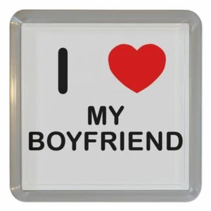 My Boyfriend I Love Plastic Tea Coaster Beer Mat Plastic (95mm x 95mm) - Picture 1 of 2