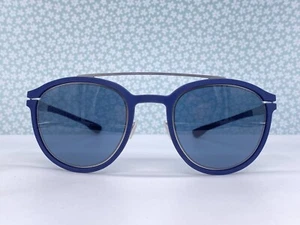 IC! Berlin Sunglasses Woman Round Silver Blue Panto No-Comply Navy Pearl Rubber - Picture 1 of 10