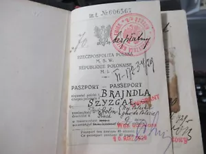 1929 Passaporto di Breindel Shisgall, Viaggiando dalla Polonia agli Stati Uniti con nave - Foto 1 di 10