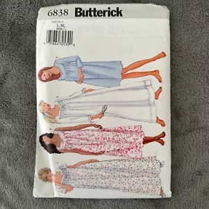 Butterick Pattern 6838 Sz 16-22 Nightgown House Dress Pajama Gown Lace Gathered - Picture 1 of 8