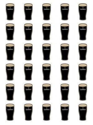 Edible Guinness Glass x 30 Cupcake Toppers Edible Wafer Paper Fairy Cake Toppers