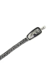 Tabra Connector Bracelet Chain 925 Sterling Silver Narrow Leaf Emboss CB#1 - Picture 1 of 3