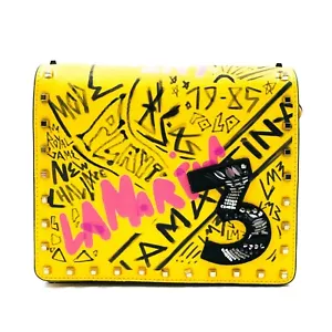 LA MARTINA 100% Leder Gelb S Schultertasche Geldbörse Clutch Tasche - Bild 1 von 9