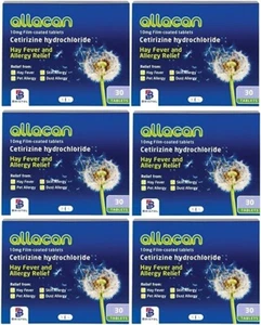 6 Months Supply Allacan Cetirizine Hayfever Allergy Tablets 30 x 6