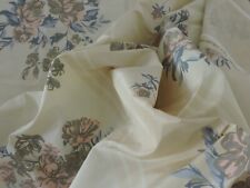Scalamandre Floral Stripe 100% Silk Taffeta Fabric Cream Blue Pink ~ 2+ Yds