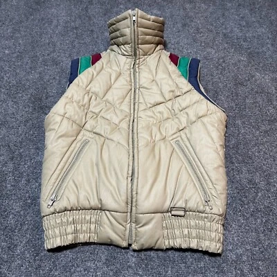 Active Sportswear Vest Womens Small Tan Polyester Full Zip Pockets Mock Neck - Image 1 of 4