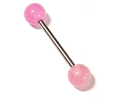 Barbell Tongue Nipple Ring Acrylic/Steel 14 Gauge 5/8" 6mm Purple LightSETof2 - Image 1 of 3