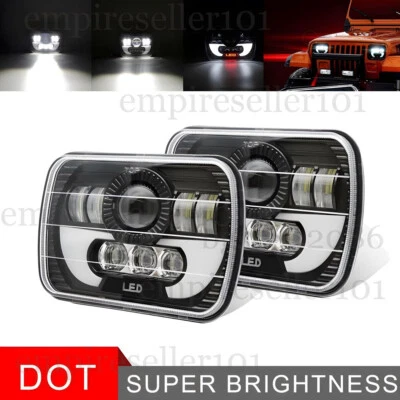 For GMC Savana 1500 2500 3500 Truck 7x6 LED Headlight HI/LO Beam  Pair Black - Image 1 of 4