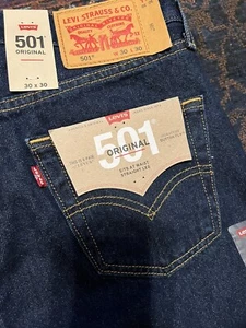 Levis 501 Original Jeans Straight Button Fly 100% Cotton Blue 30x30 NEW w/ Tags - Picture 1 of 3