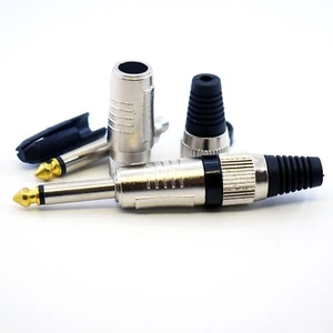 50 un. 1/4" 6,3 mm enchufe monometal con anillo negro y conector de audio de plástico negro - Imagen 1 de 7