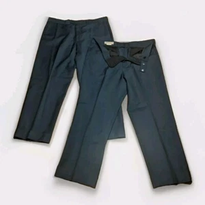 Autentico GUCCI Uniforme Pantalone Donna Tinta Unita Lana Mohair Pavone Scuro Taglia 36 - Foto 1 di 13