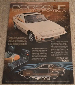 1977 White Porsche 924 Sportscar Transaxle Print Ad - Picture 1 of 1