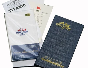 Reproducción de servilletas de lino Titanic en caja de presentación y certificado - Imagen 1 de 1
