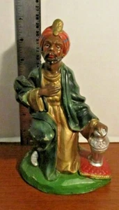 SAGGIO PORCELLANA pelle marrone 7" vintage Made in Italy ~ Natività di Natale - Foto 1 di 7