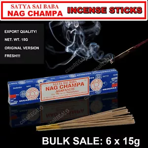 FRESH SATYA SAI BABA - NAG CHAMPA INCENSE STICKS - Bulk Pack - 6 x 15g - Picture 1 of 1