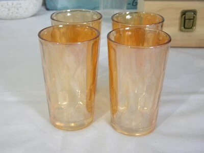 Vidrio de carnaval hexagonal de colección 4 panal brillo ámbar 5 oz. 4" altura 2 1/4" diámetro Foto 1 de 3