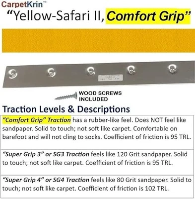 CarpetKrin, nariz antideslizante para escaleras alfombradas 34x2 pulgadas, x5 tiras antideslizantes Foto 1 de 4
