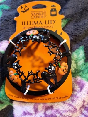 YANKEE CANDLE ILLUMA LID CATS & PUMPKINS - Image 1 of 4