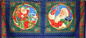 JOLLY SANTA PANEL IN BLUE  - 100% COTTON FABRIC - Picture 1 of 3
