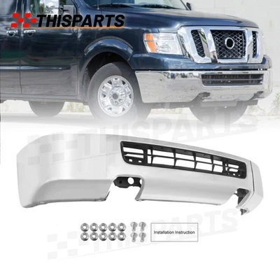 Front Bumper w/o Fog Light Holes for 12-21 Nissan NV1500 2500 3500 Split Chrome - Изображение 1 из 4
