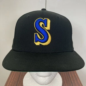 NEW ERA 59FIFTY SEATTLE MARINERS BASEBALL CAP HAT BLACK DOME MLB COOPERSTOWN 7.5 - Picture 1 of 14