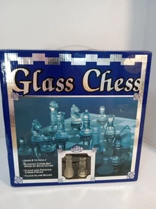 Glass Chess Set Clear & Frosted Pieces Clear Glass Board Cardinal Industries NEW - Picture 1 of 8