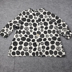 Ali Miles Button Front Top Womens Large Petite Linen Artsy Modern Neutral Mod - Picture 1 of 7