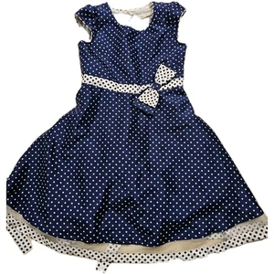 Vestido de fiesta elegante para niña Jona Michelle talla 7 blanco con diseños azules* lunares - Imagen 1 de 5
