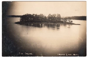 c1908 Island Lake, Michigan ~ The Island ~ Vintage Real Photo Postcard - Picture 1 of 2