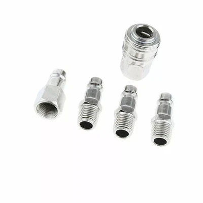 SET 5 PZ ATTACCO RAPIDO 1/4" RACCORDO INNESTO TUBI AD ARIA COMPRESSA RUBINETTO - Immagine 1 di 4
