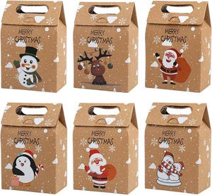 24 Bolsas de Regalo Navidad Kraft Papel Suministros Empaque Fiesta Suministro - Imagen 1 de 12
