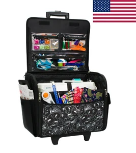 Sewing Machine Storage Bag Tote Case Rolling w/ Wheels Sew Carrier Wheeled - Picture 1 of 11