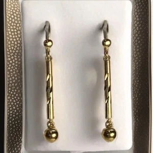 9ct Gold Drop Earring Hooks -Diamond Cut Pattern - 1.59gr - 40mm drop BNWT - Picture 1 of 5