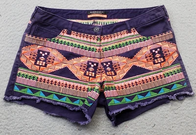 Maison Scotch Les Bon Vivants Shorts Womens 29 Multi Denim Embroidered Patterned - Image 1 of 4