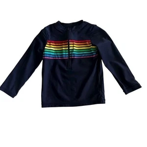 Primary Navy Blue Rainbow Striped Rash Guard Size 18-24 Months - Picture 1 of 3