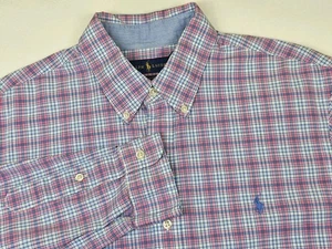 Ralph Lauren Hemd Herren Large Rosa Blau Kariert Classic Fit Button Down Vintage - Bild 1 von 9