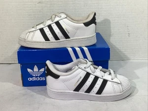 Adidas Toddler Size 8 White / Black Superstar EL I Athletic Shoes AJ-1457 - Picture 1 of 9